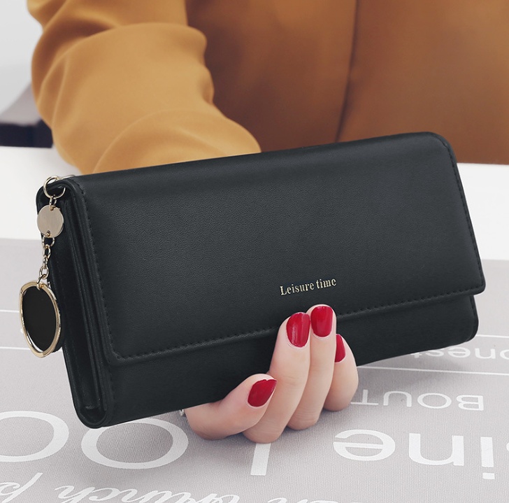 Women's hand holding wallet female long section new Japanese and Korean personality pendant multi-function student wallet - Image 3