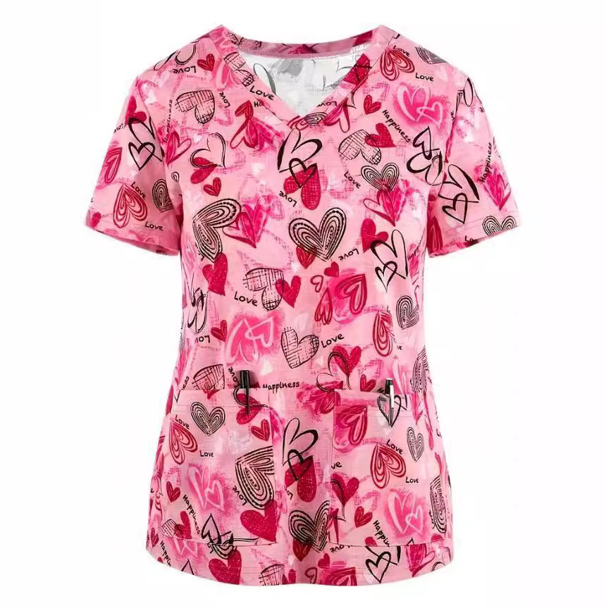 Summer Casual New Women's V-neck Cloth For Nursing Workers Short Sleeve - Image 9