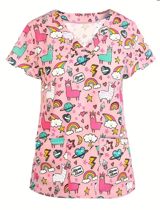 Summer Casual New Women's V-neck Cloth For Nursing Workers Short Sleeve - Image 3