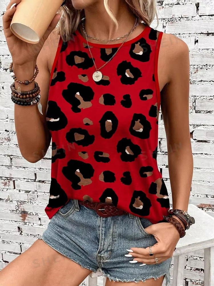 Casual Flow High Quality Leopard Print Round Neck Vest - Image 2