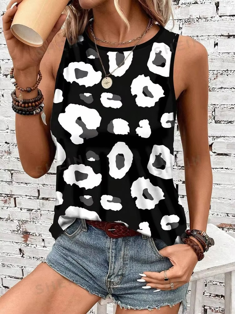 Casual Flow High Quality Leopard Print Round Neck Vest - Image 8