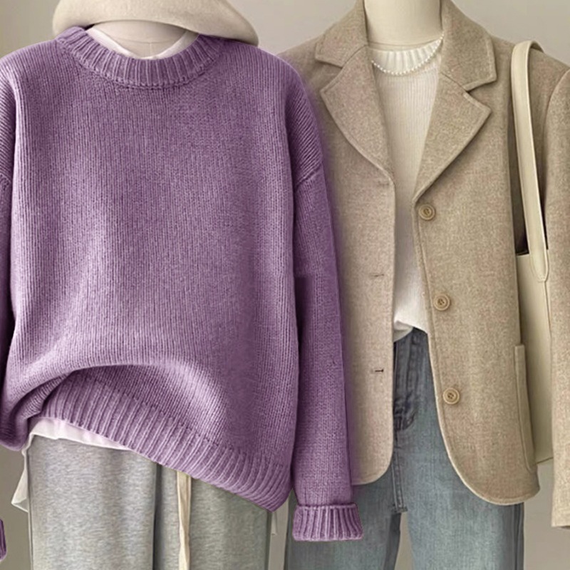 Retro Dark Green Sweater For Women Autumn And Winter Loose - Image 10