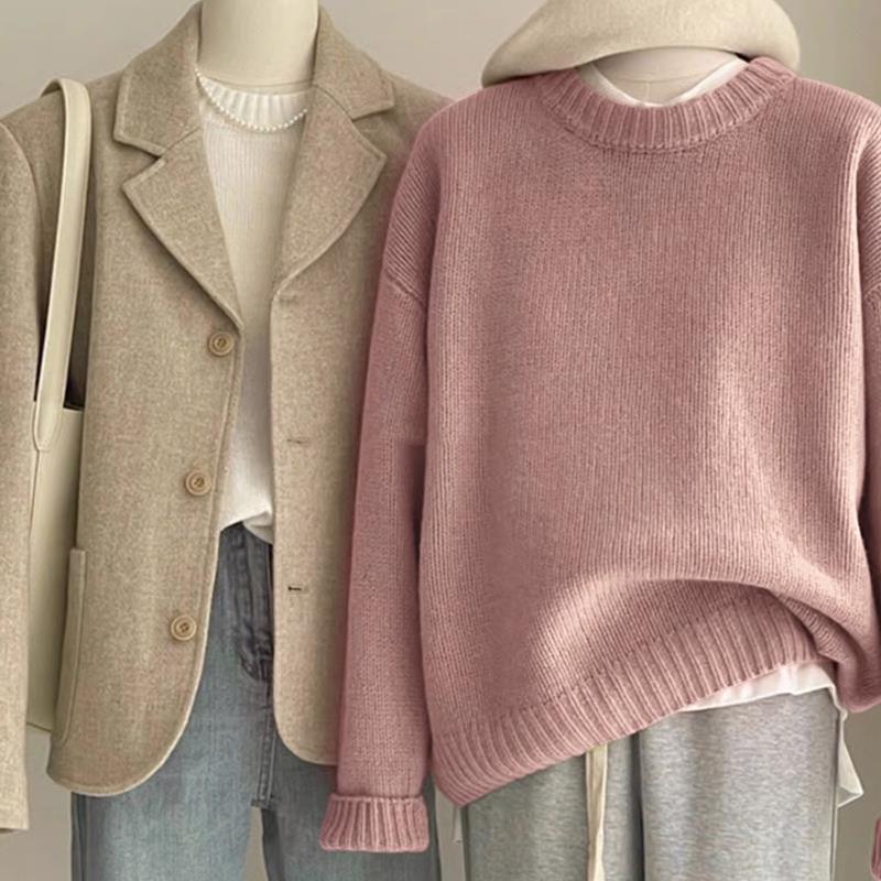 Retro Dark Green Sweater For Women Autumn And Winter Loose - Image 2