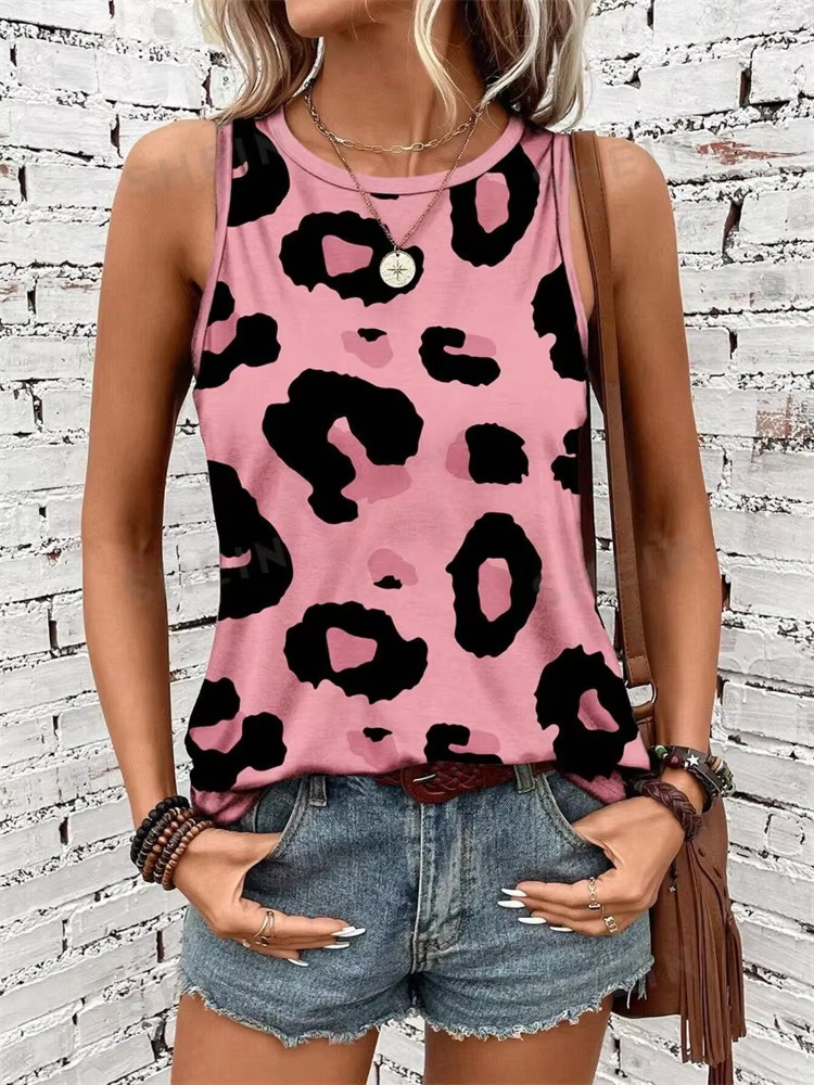 Casual Flow High Quality Leopard Print Round Neck Vest - Image 5