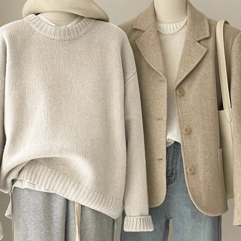 Retro Dark Green Sweater For Women Autumn And Winter Loose - Image 7