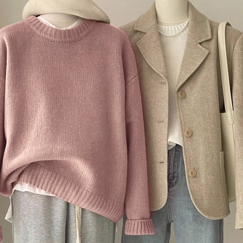 Retro Dark Green Sweater For Women Autumn And Winter Loose - Image 5