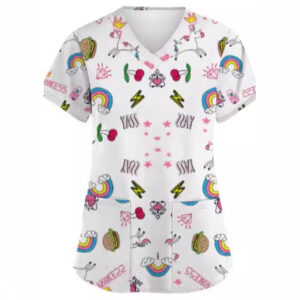 Summer Casual New Women's V-neck Cloth For Nursing Workers Short Sleeve