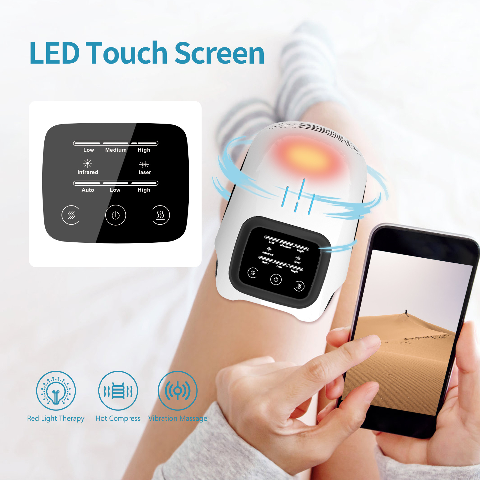 Intelligent Home Use Electric Intelligent Kneading Heating Knee Massager Rechargeable Pain Relief Infrared Laser Vibration Knee Massager - Image 3