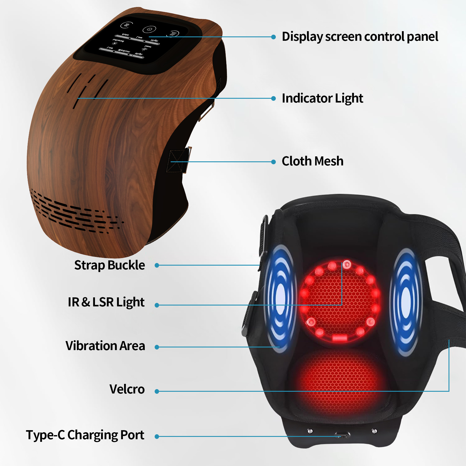 Intelligent Home Use Electric Intelligent Kneading Heating Knee Massager Rechargeable Pain Relief Infrared Laser Vibration Knee Massager - Image 10
